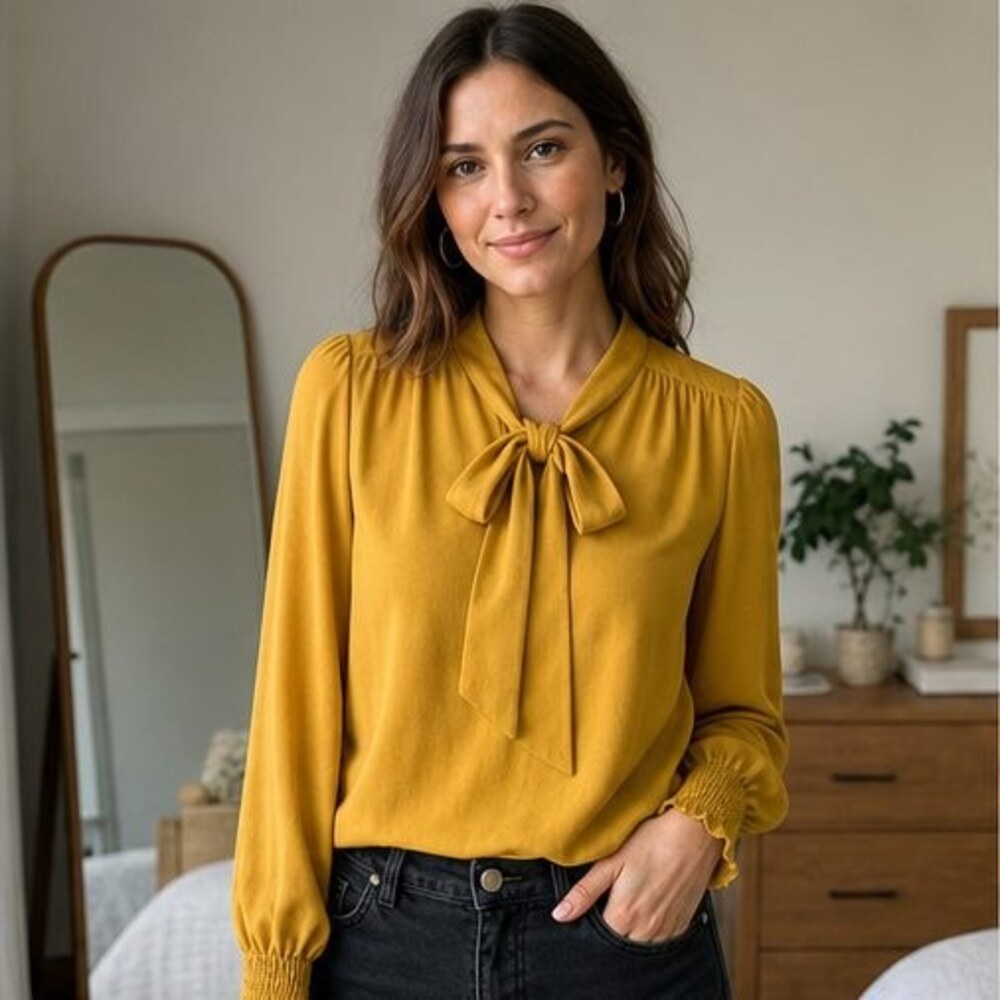 Blue Ruffle Blouse - Picture 2 of 6